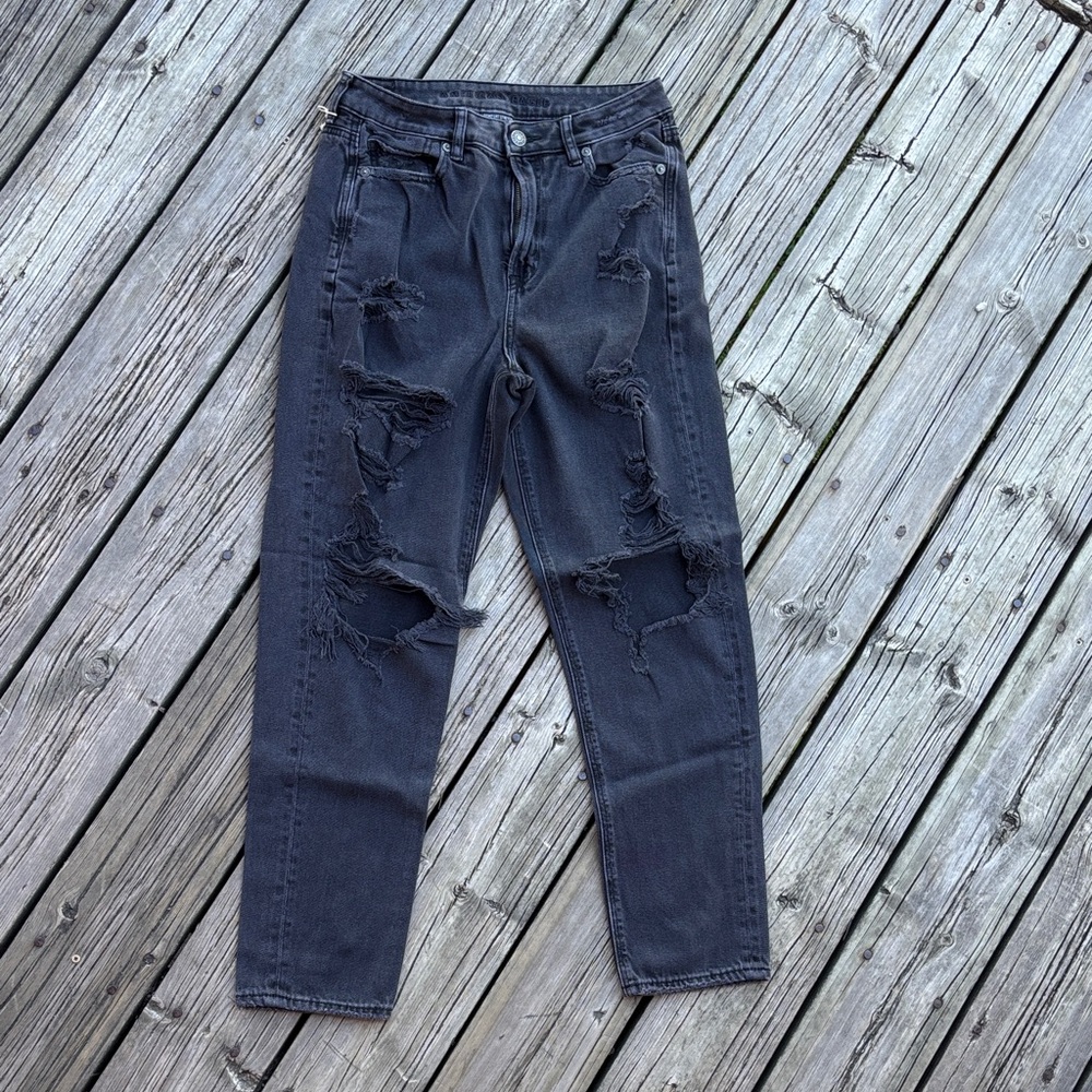 High Rise Distressed Black Jeans Goth Punk